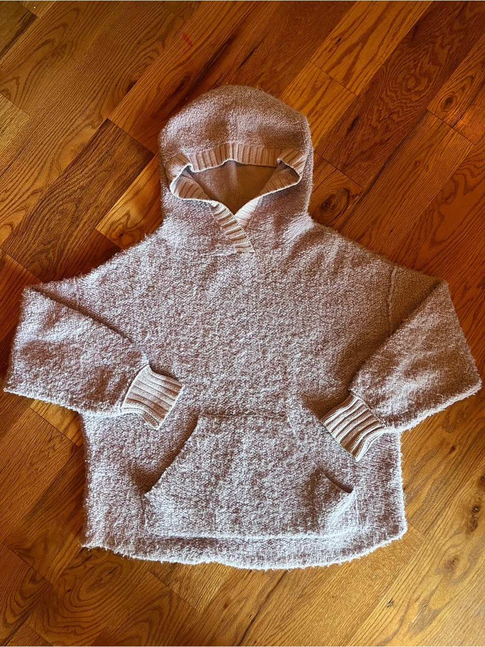 FREE PEOPLE - Cozy Hooded Bouclé Pullover Sweater - Lavender